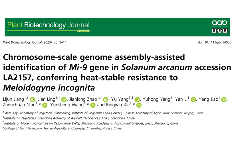 Cloning and identification of tomato heat-stable root-knot nematode resistant gene Mi-9 by the plant protection disease research group