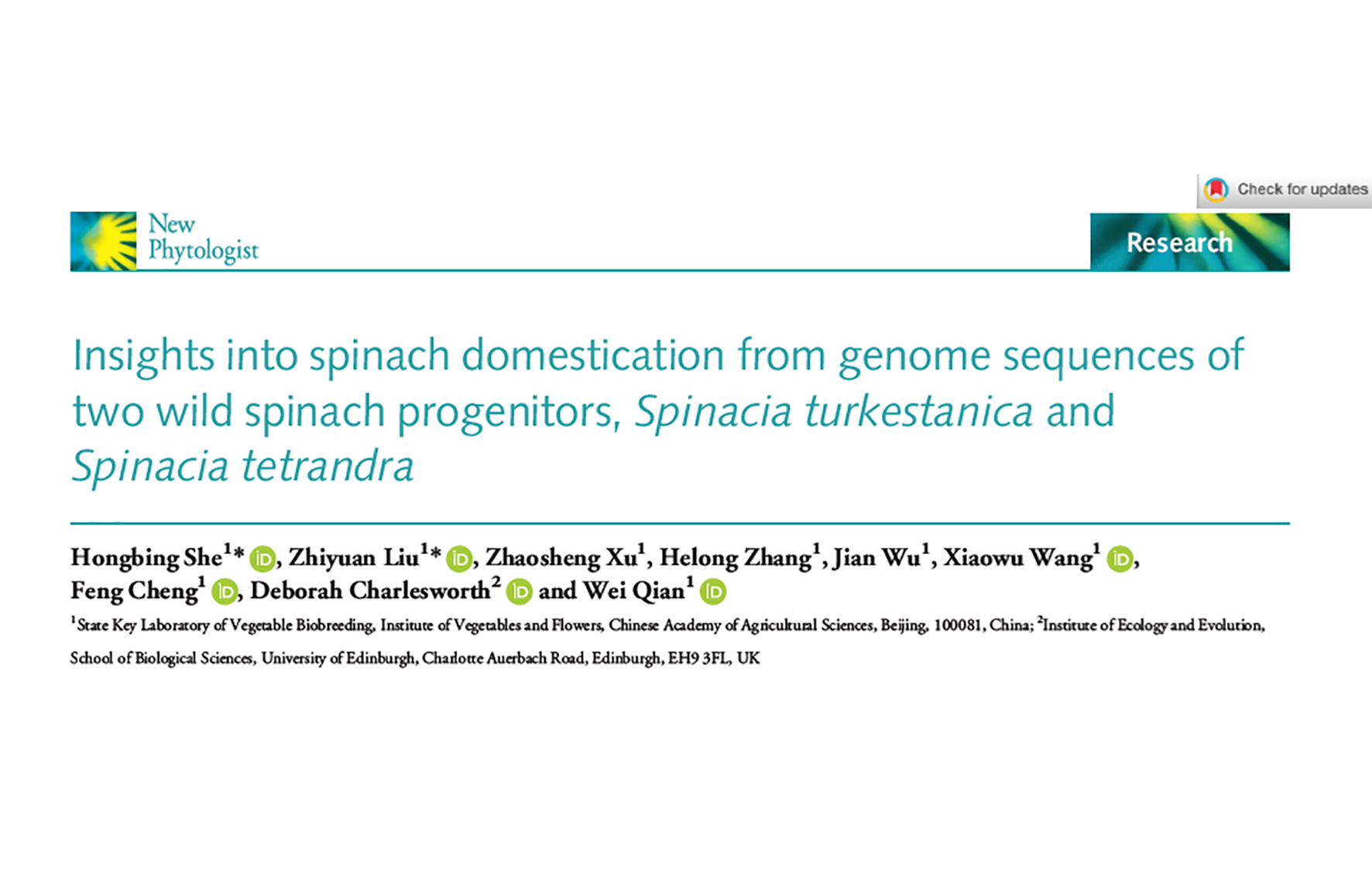 Insights into spinach domestication from genome sequences of two wild spinach progenitors, Spinacia turkestanica and Spinacia tetrandra