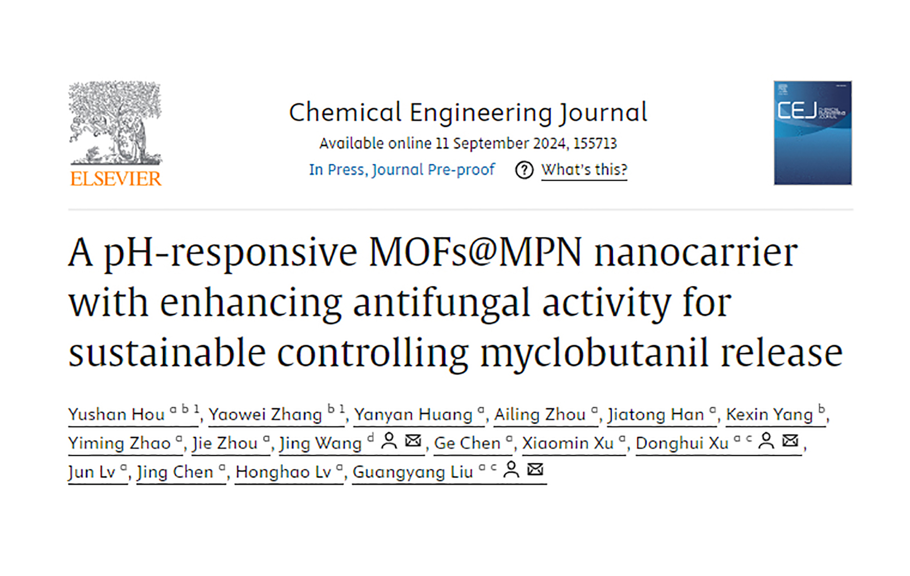 A novel porous nanocarrier was constructed and applied to sustained controlled release of myclobutanil and synergistic inhibition of Fusarium oxysporum